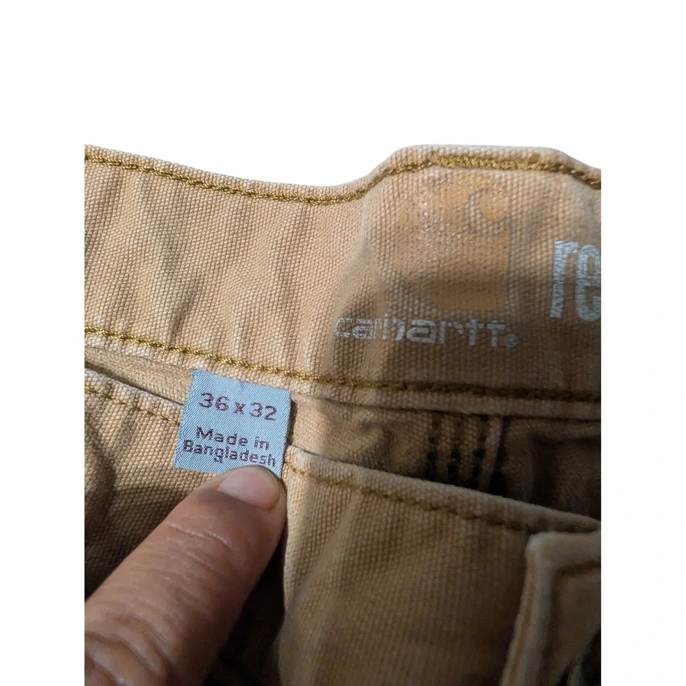 Carhartt Relaxed Fit‎ Beige Canvas Carpenter Pants Men's 36x32 A2